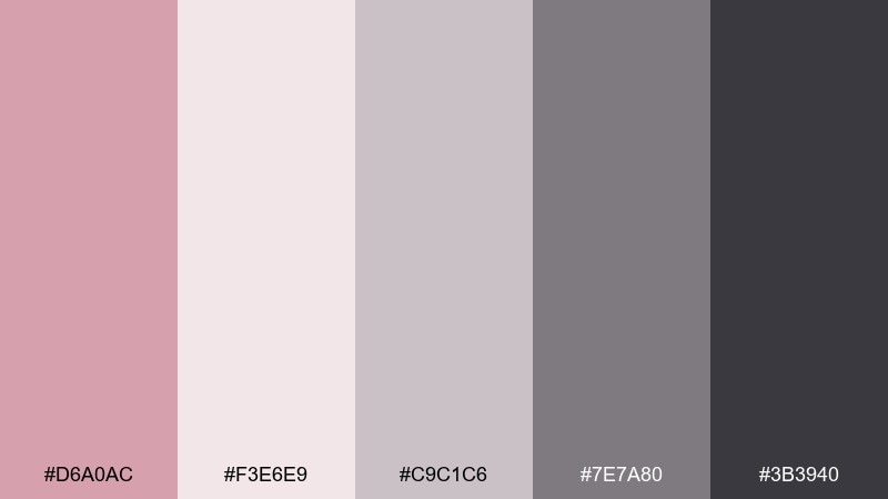dusty rose pewter color palette with hex codes
