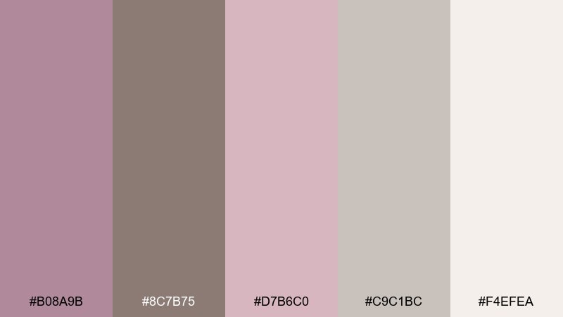 dusty rose studio mauve taupe color palette with hex codes