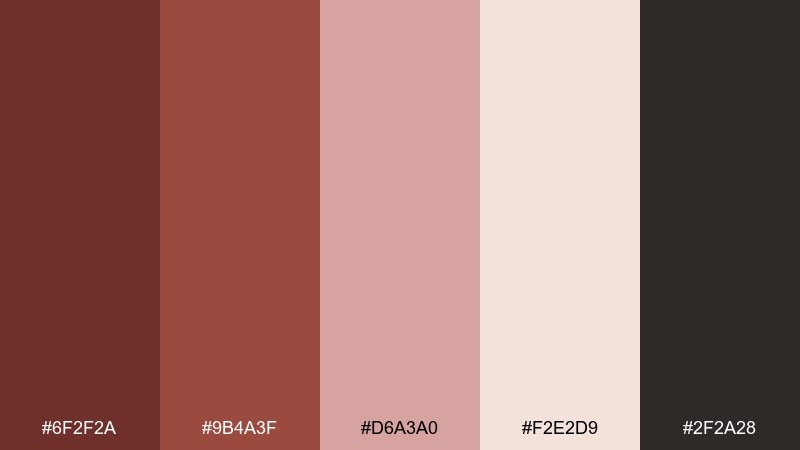 dusty rose umber burnt umber color palette with hex codes