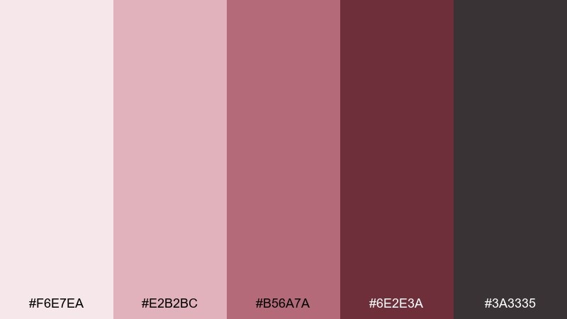 dusty rose velvet interior color scheme with hex codes