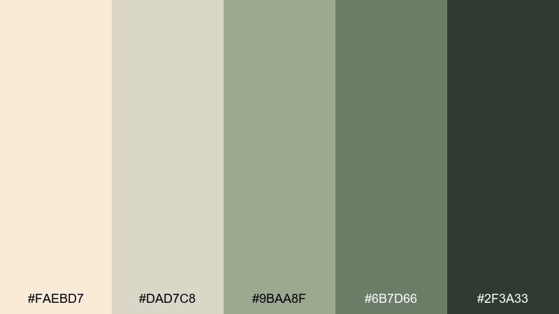 dusty sage pantry color palette with hex codes