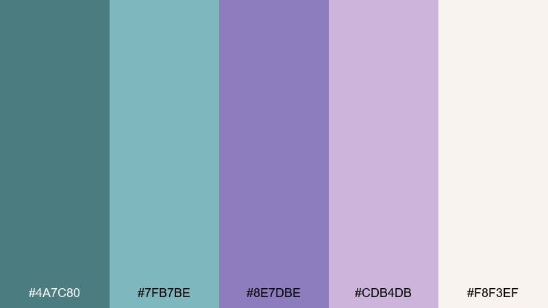 dusty teal mauve color palette with hex codes
