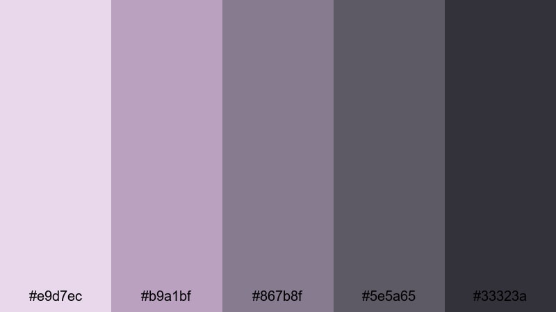 dusty violet cement color palette with hex codes