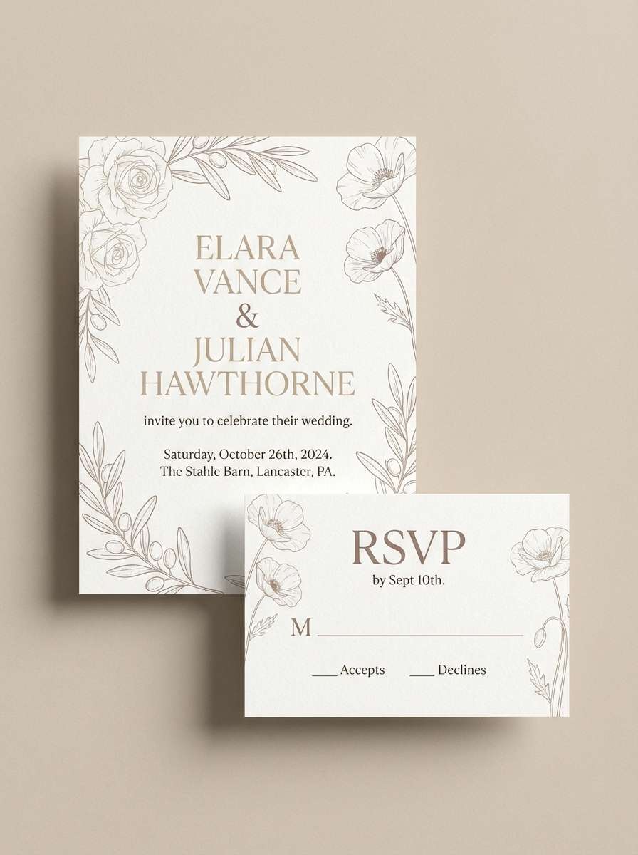 dusty wedding invitation
