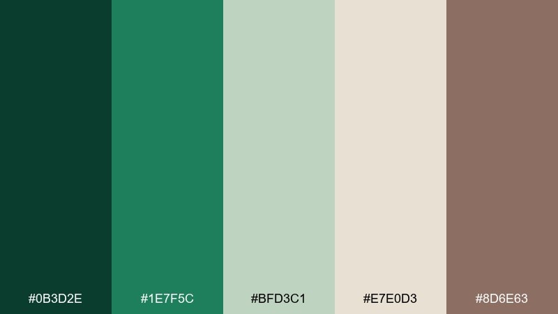 earth and emerald jungle blue color palette with hex codes