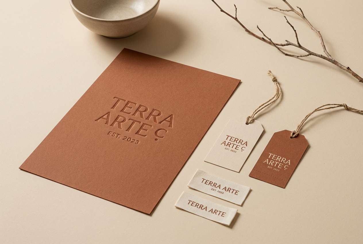 artisan stationery in warm clay tones