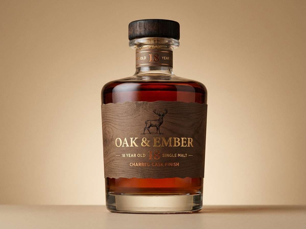 whiskey branding in smoky browns