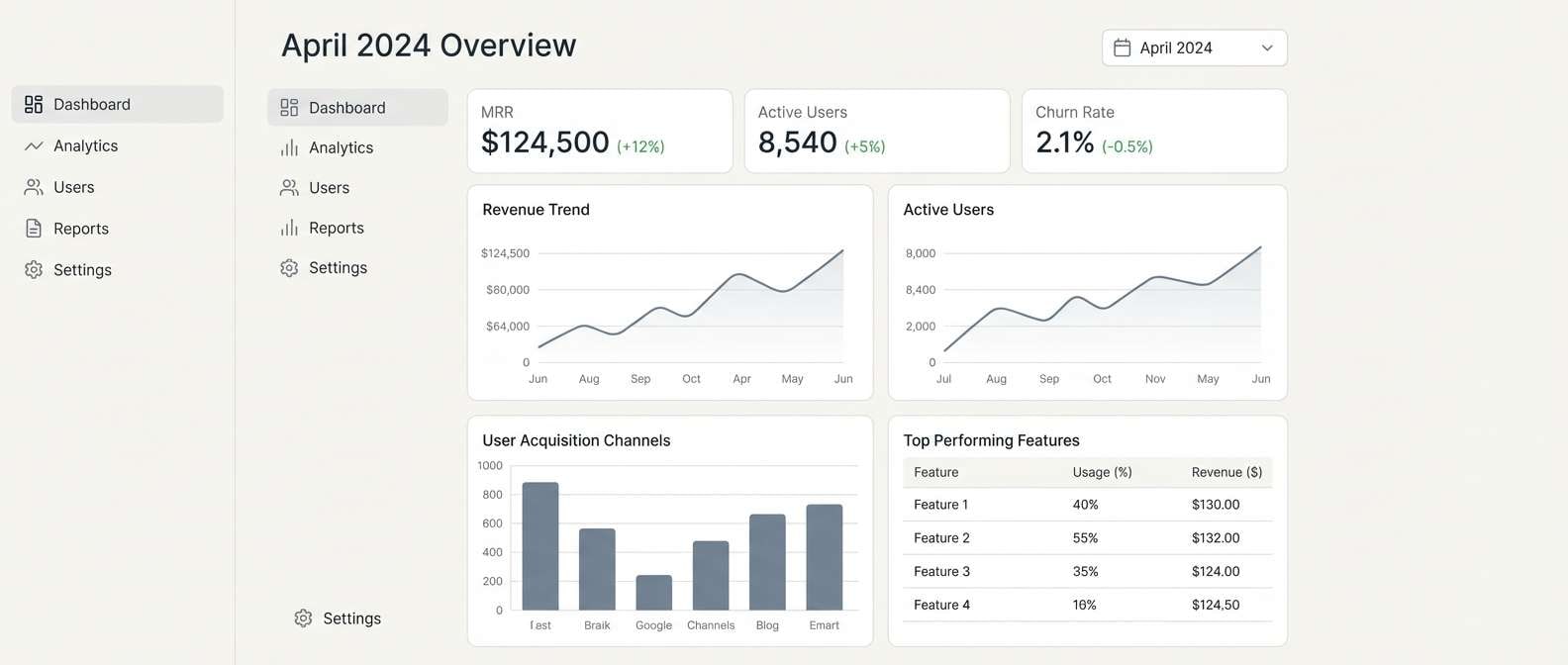 gray saas dashboard ui