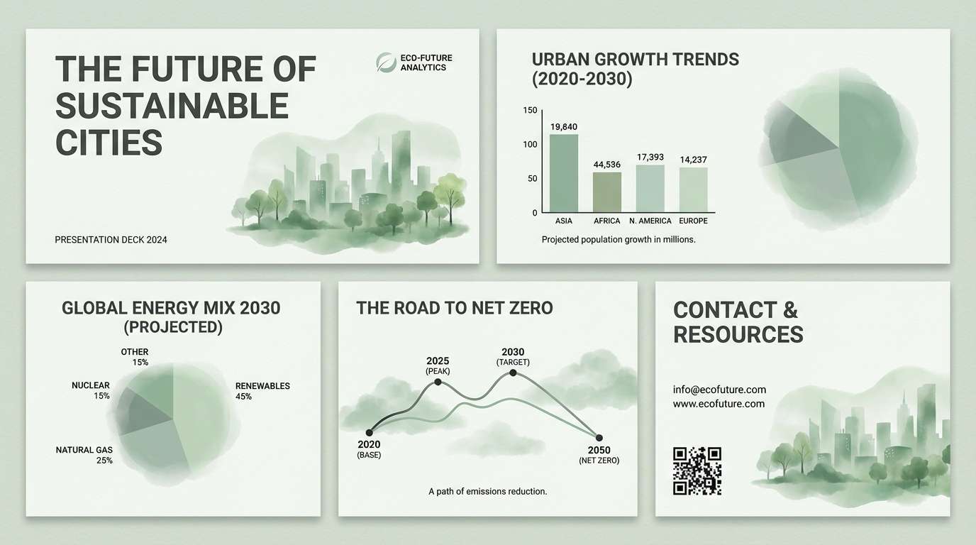 slide deck in misty green tones