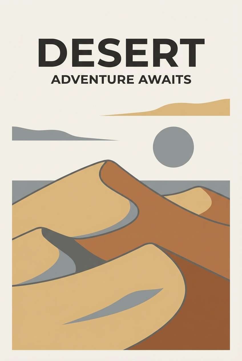 minimal desert poster in warm neutrals