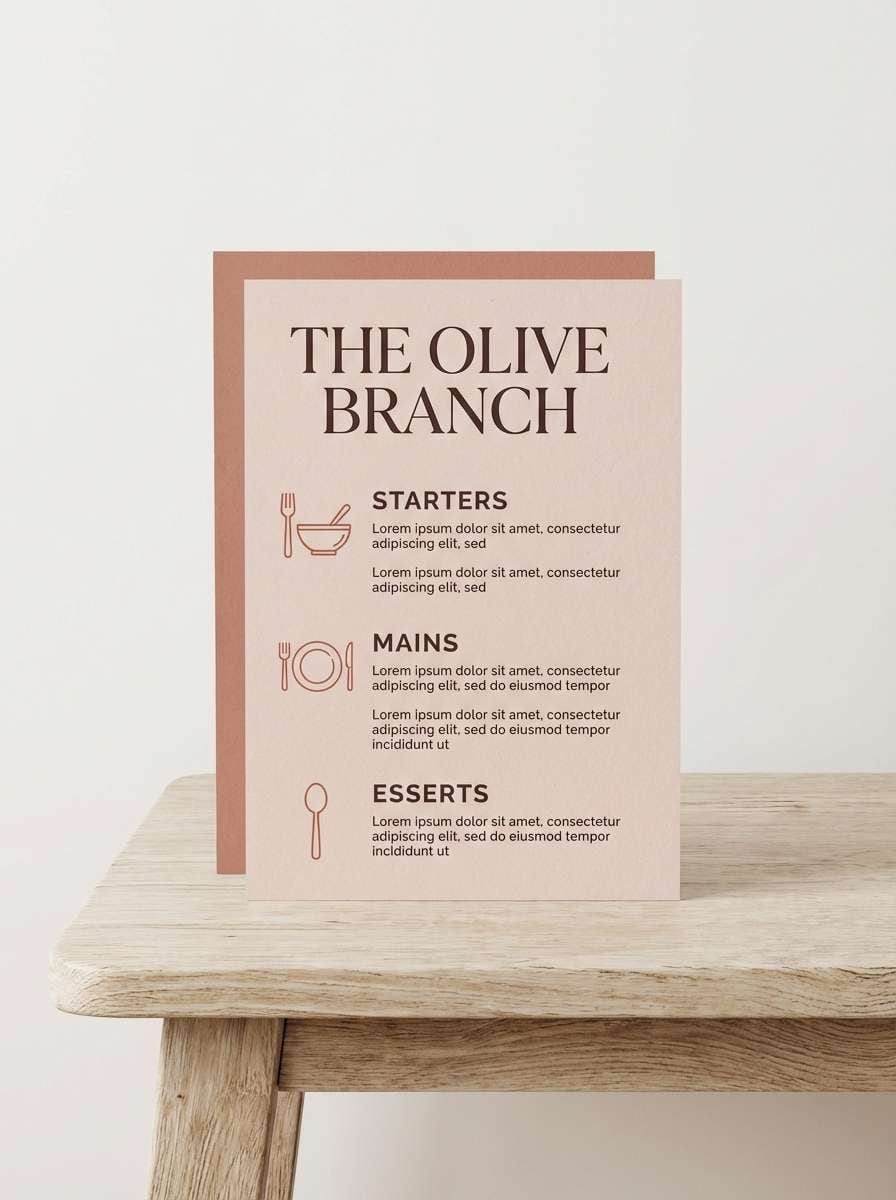 warm terracotta menu layout