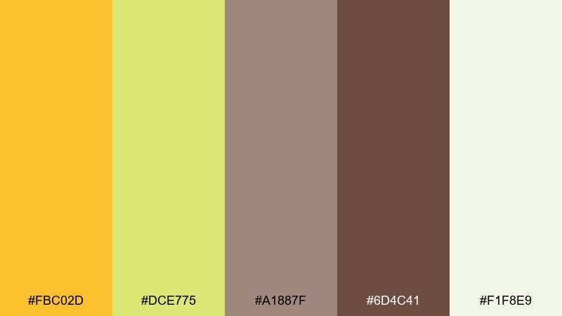 earthy citrus grove lemon color palette with hex codes