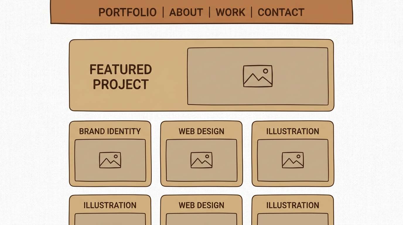 portfolio ui in linen tones