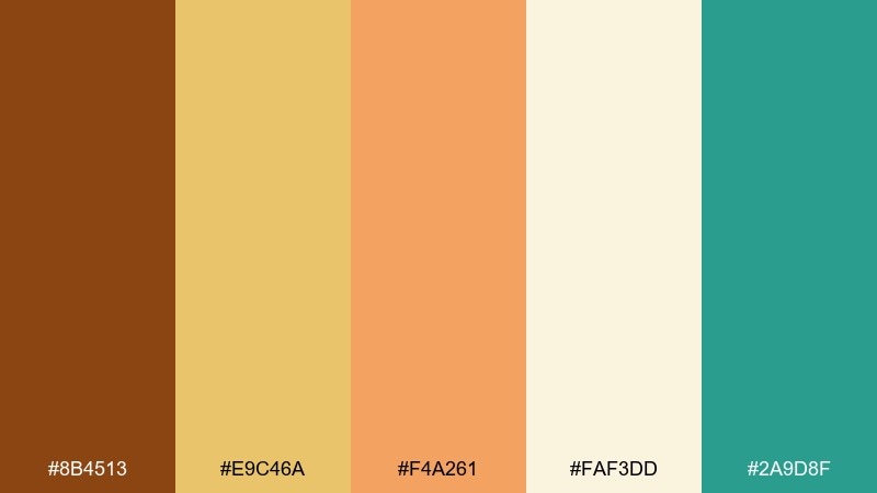 earthy kids illustration saddle brown color palette with hex codes