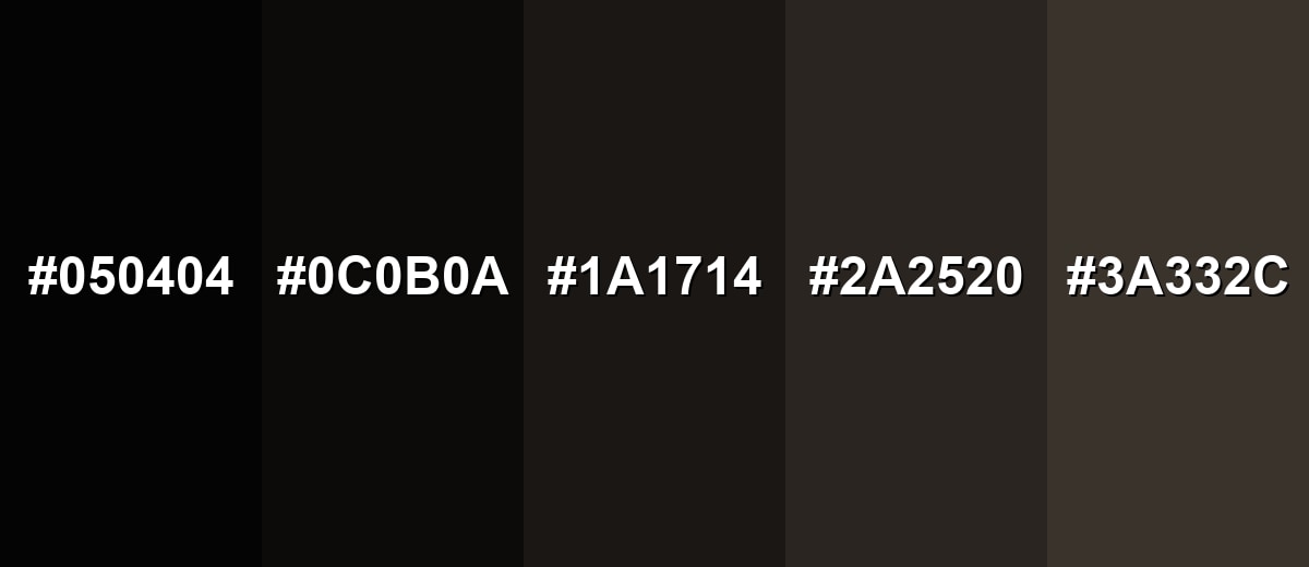 shades and variations of ebony-color