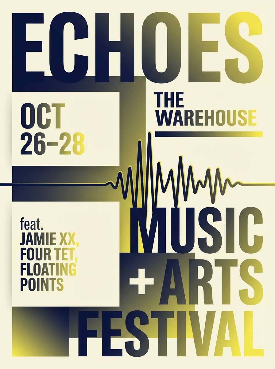 event flyer in navy and lemon