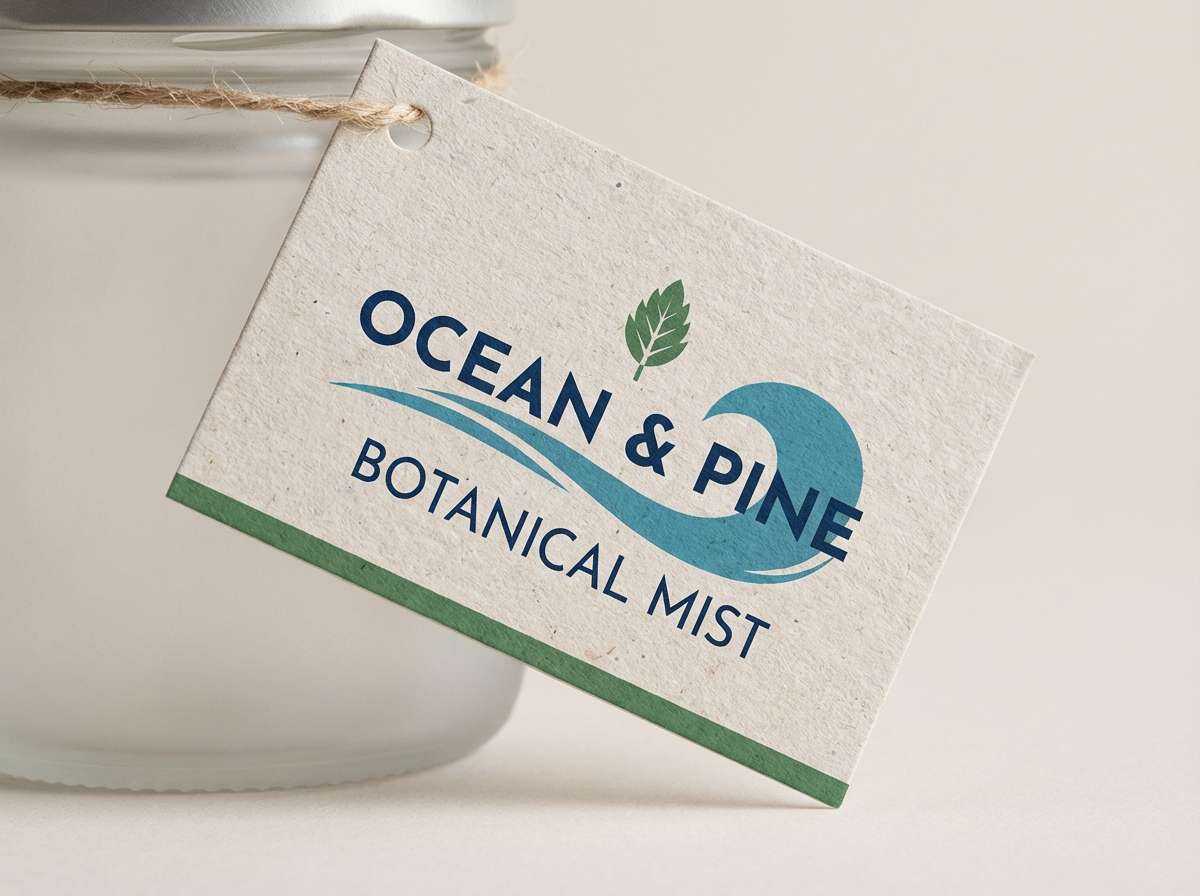 eco label in navy and green