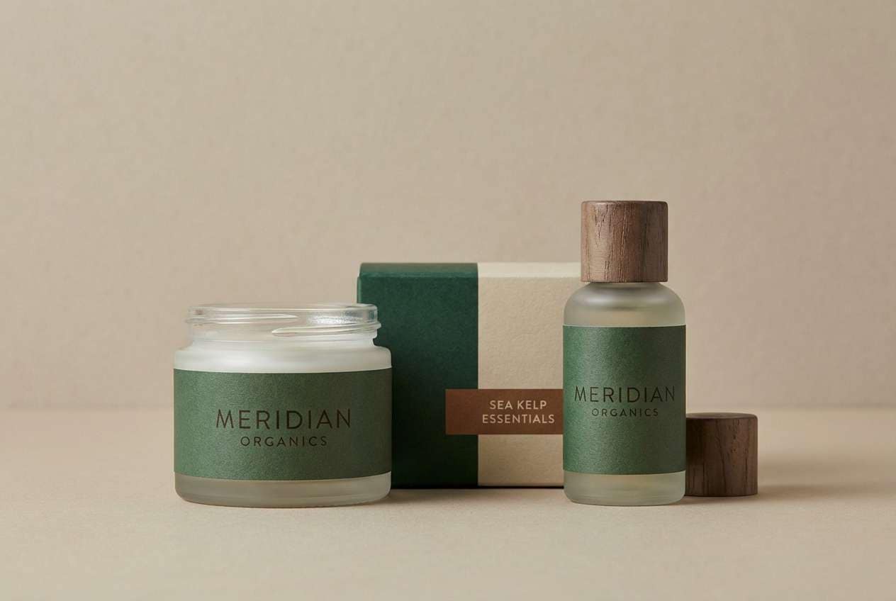 eco skincare packaging in nautical color scheme