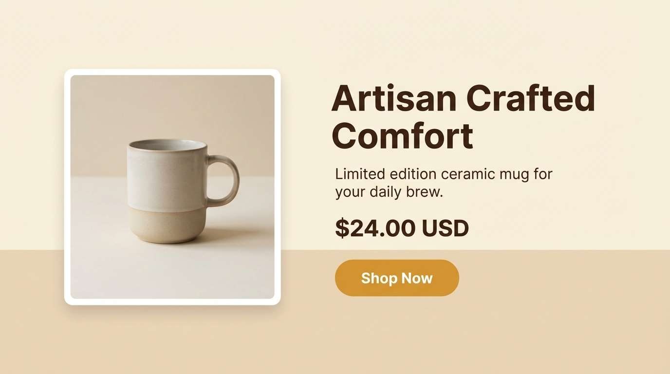 ecommerce banner in amber neutrals