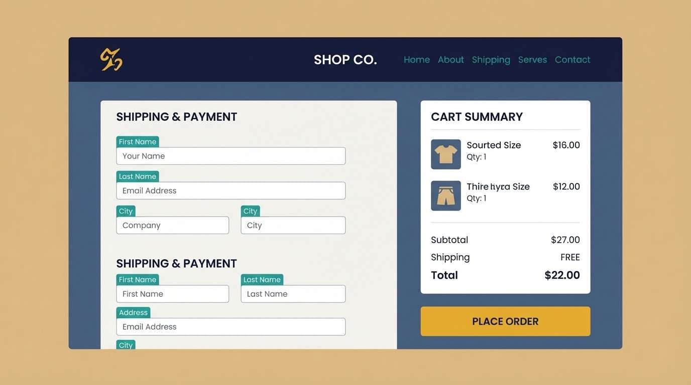 premium checkout ui mockup