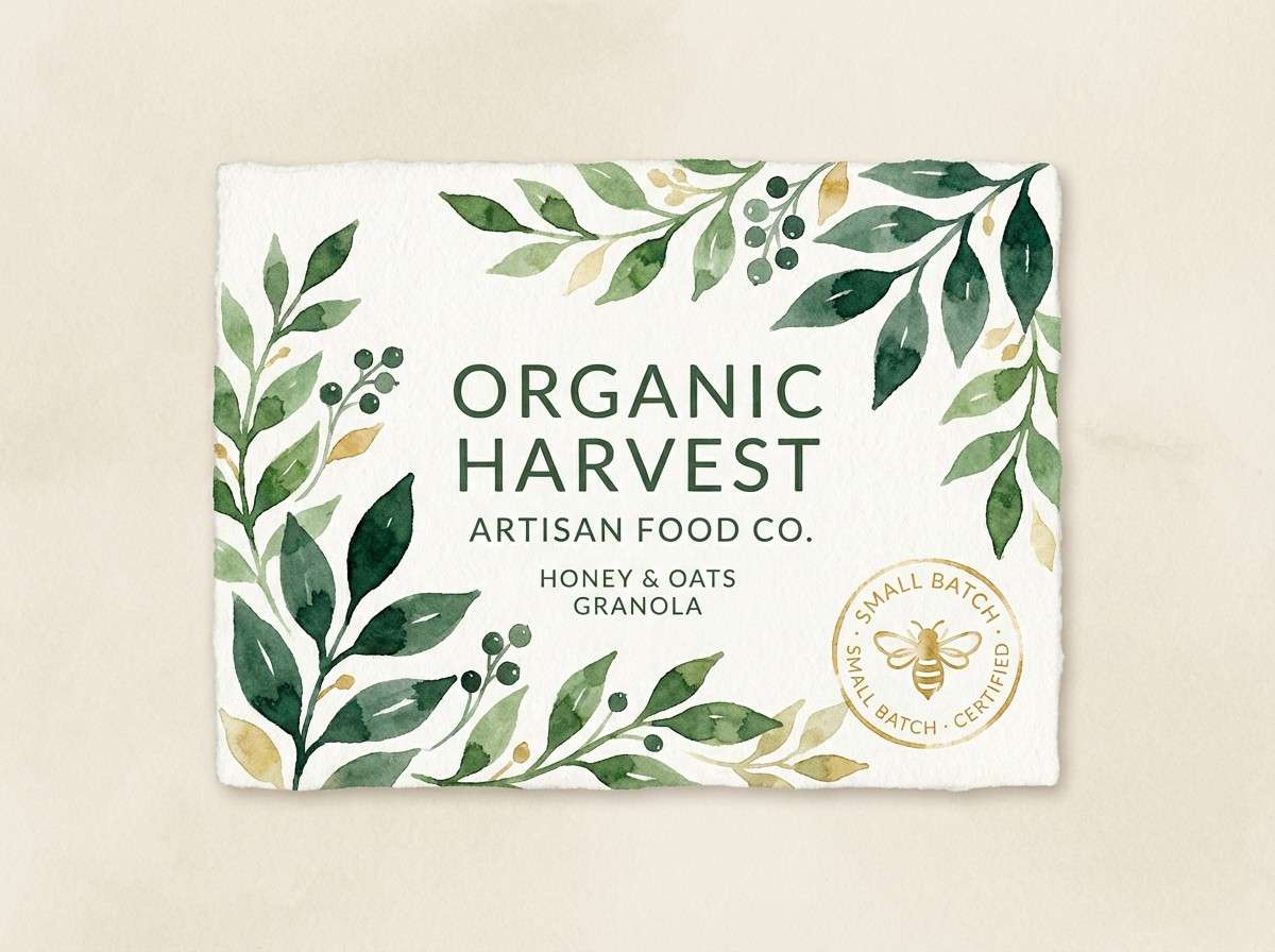 watercolor organic label design