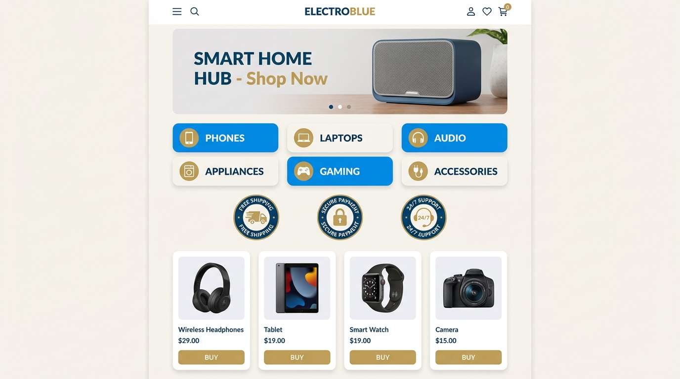 electronics homepage ui