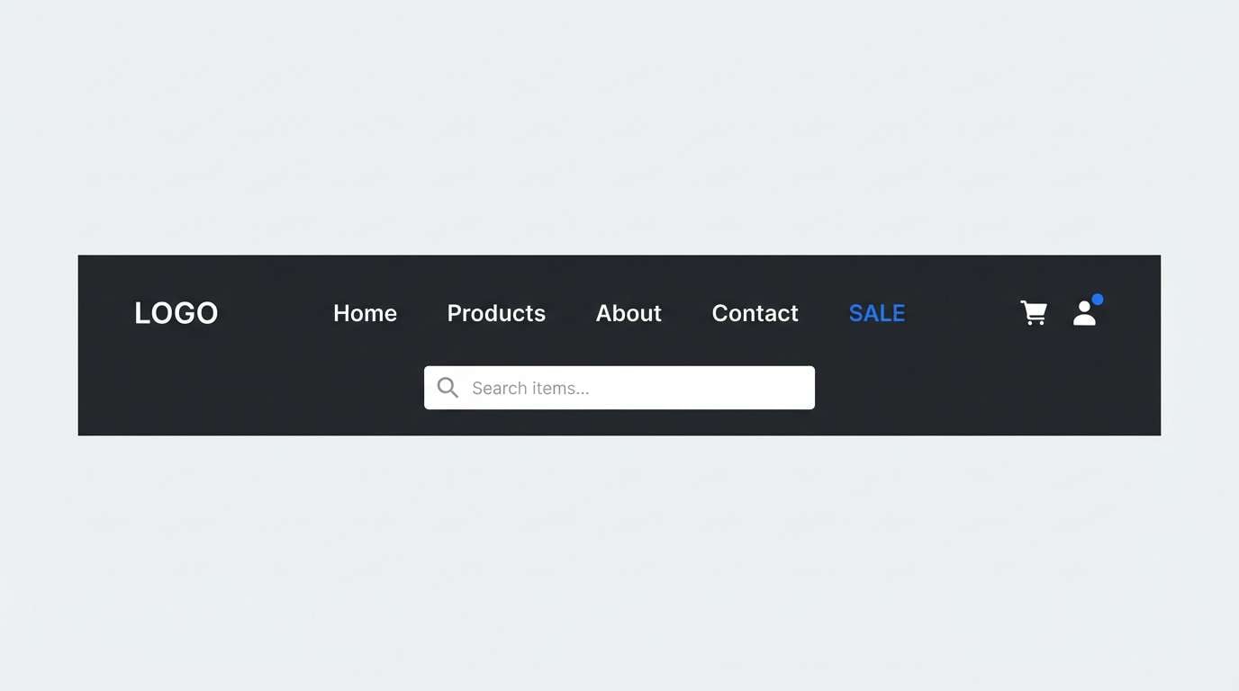 ecommerce dark navigation header
