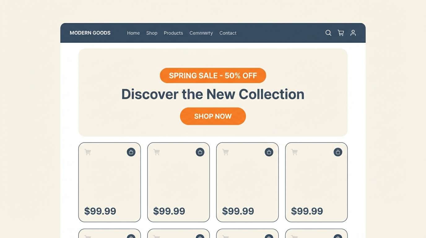 ecommerce homepage hero ui
