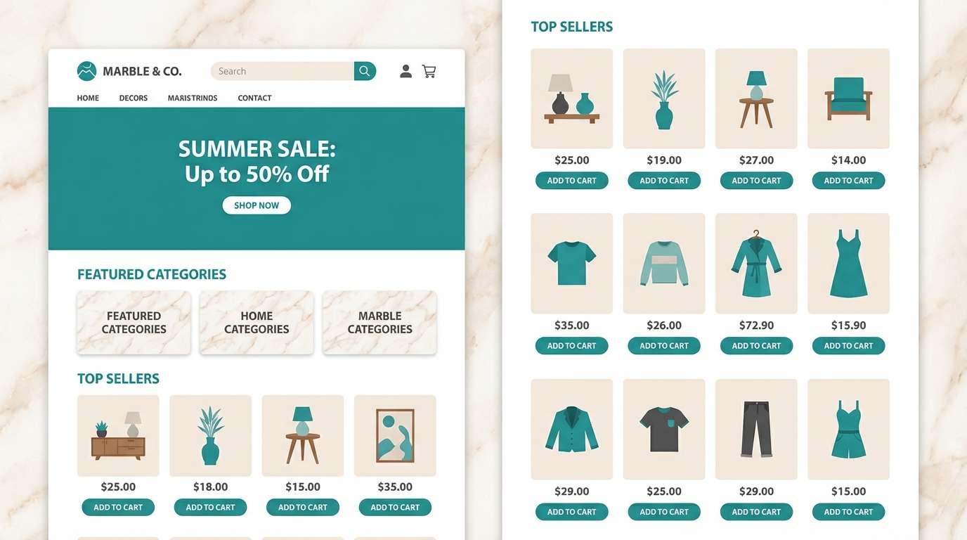 minimal ecommerce ui teal