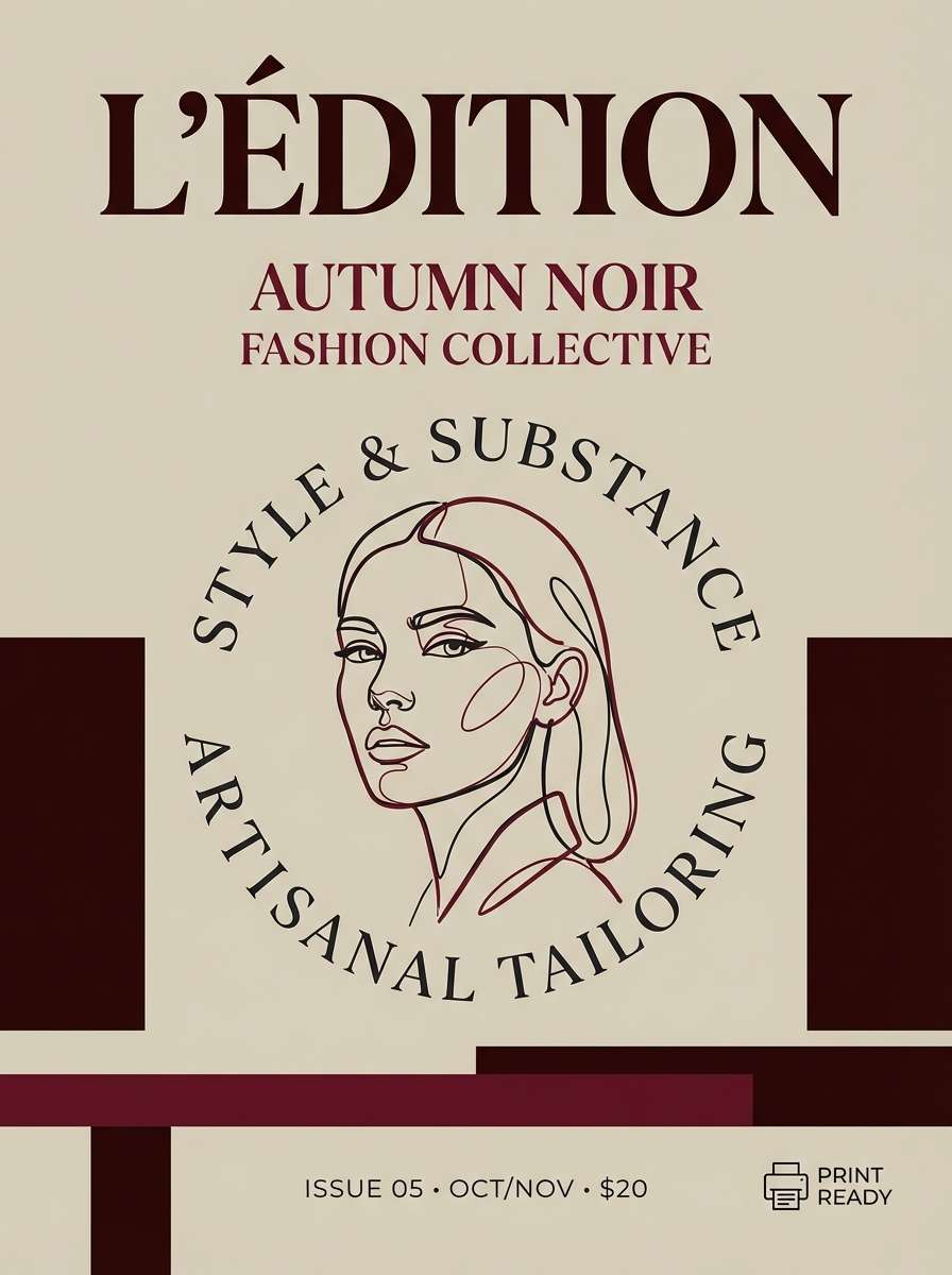 editorial cover in burgundy tones