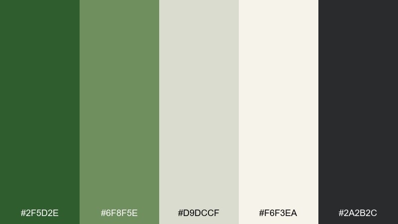 editorial nature spread sap green color palette with hex codes