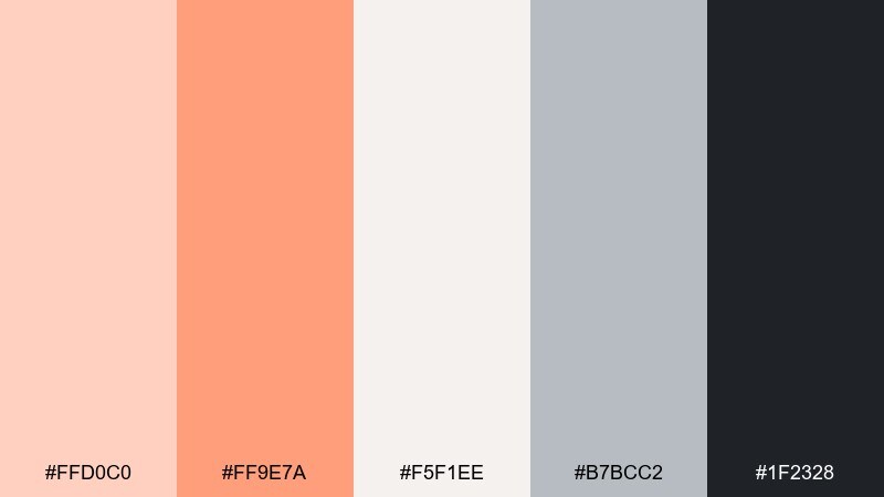 editorial peach noir color palette with hex codes