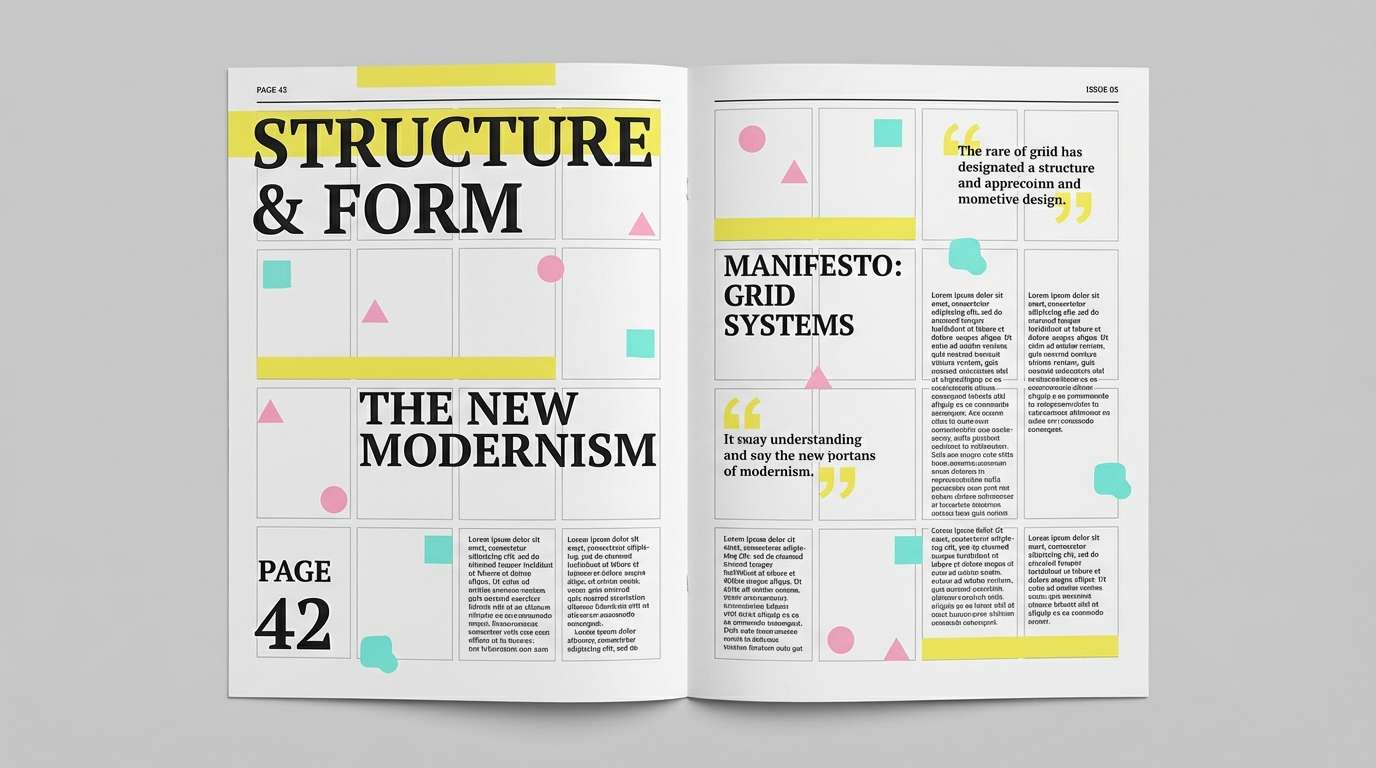 editorial spread with pop art accents