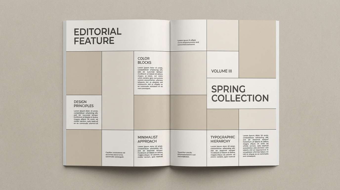 neutral editorial magazine spread
