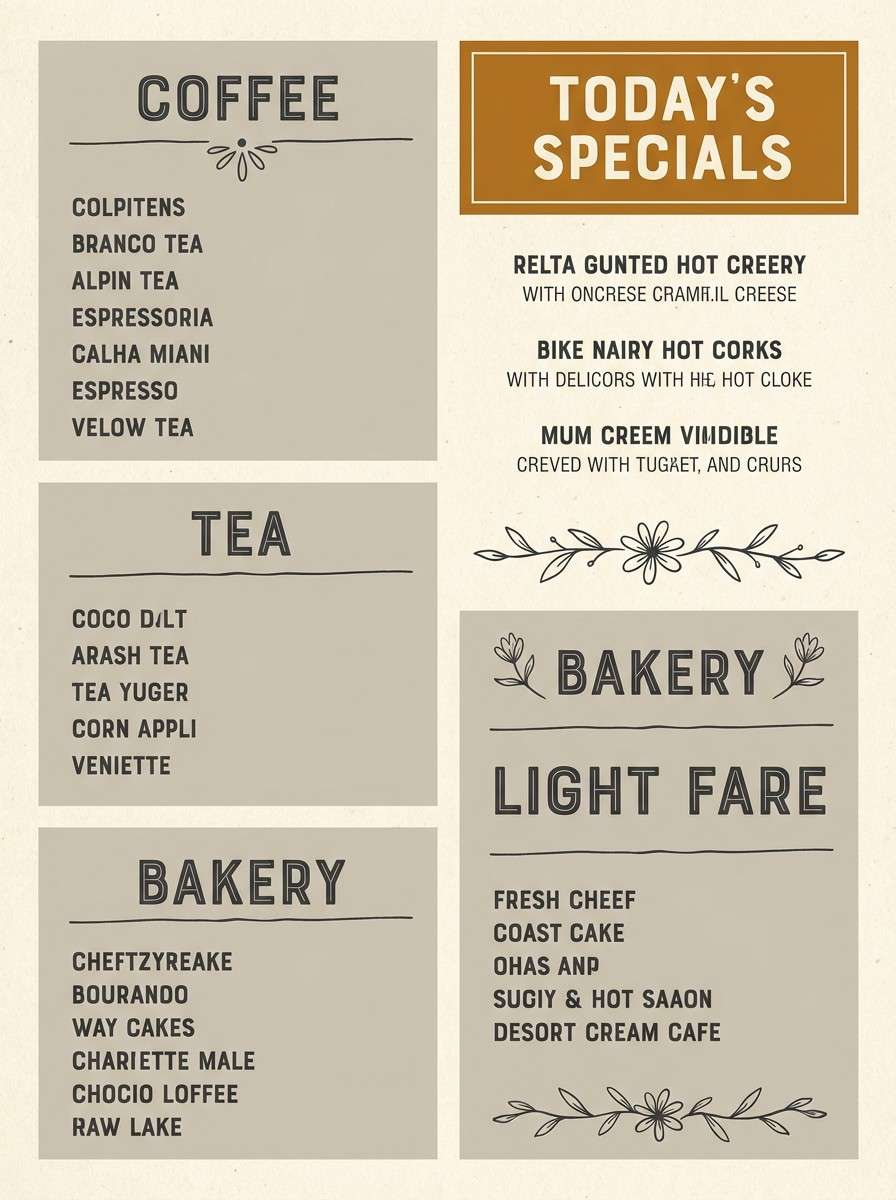 smoky cafe menu board