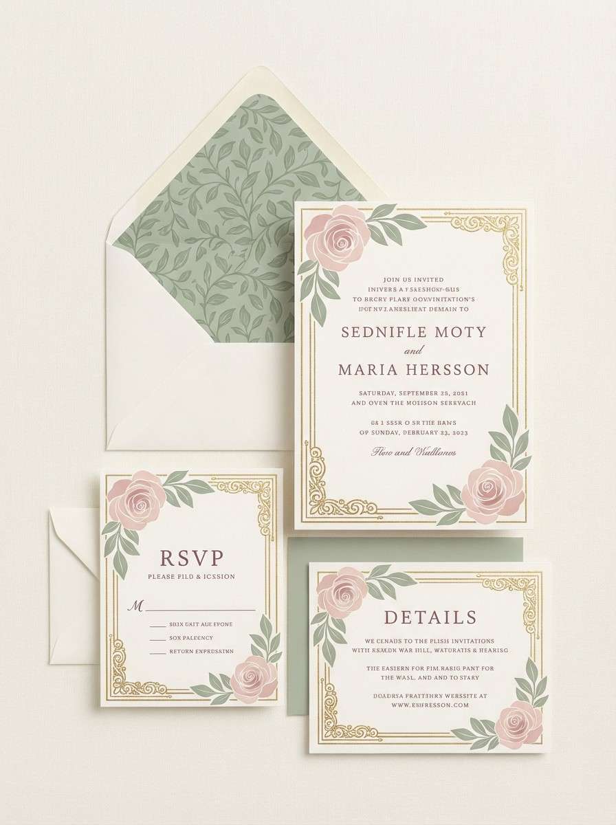 tea rose wedding invite
