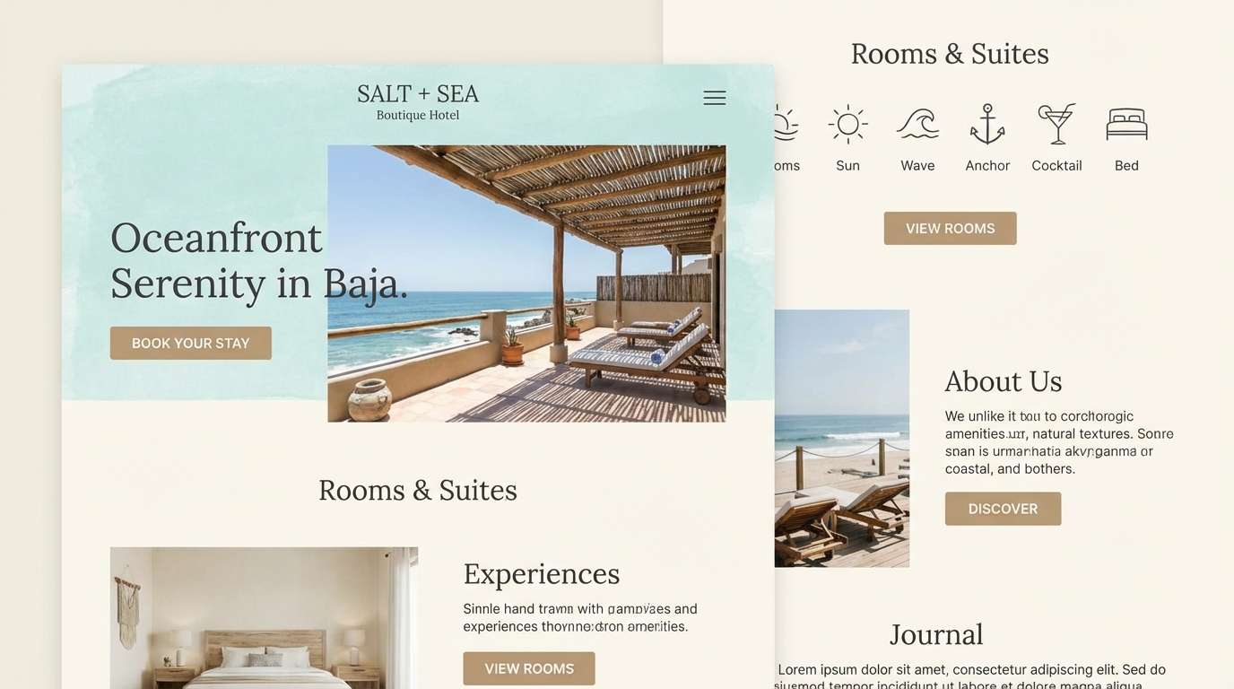 seaside hotel ui mockup