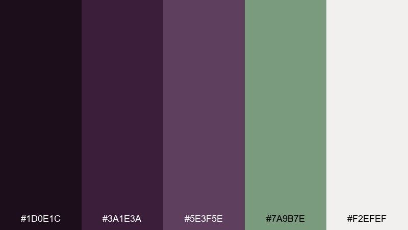 eggplant sage color palette with hex codes