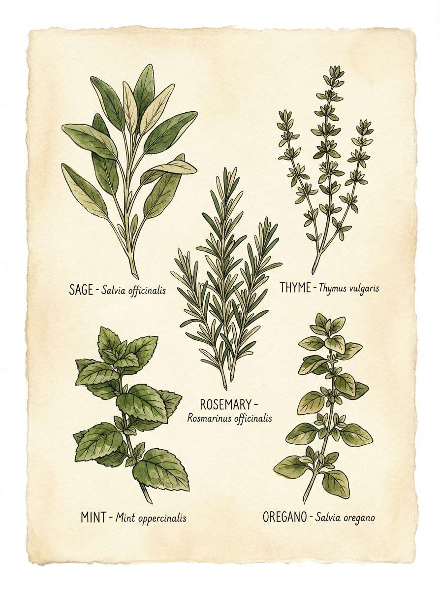 watercolor herb poster