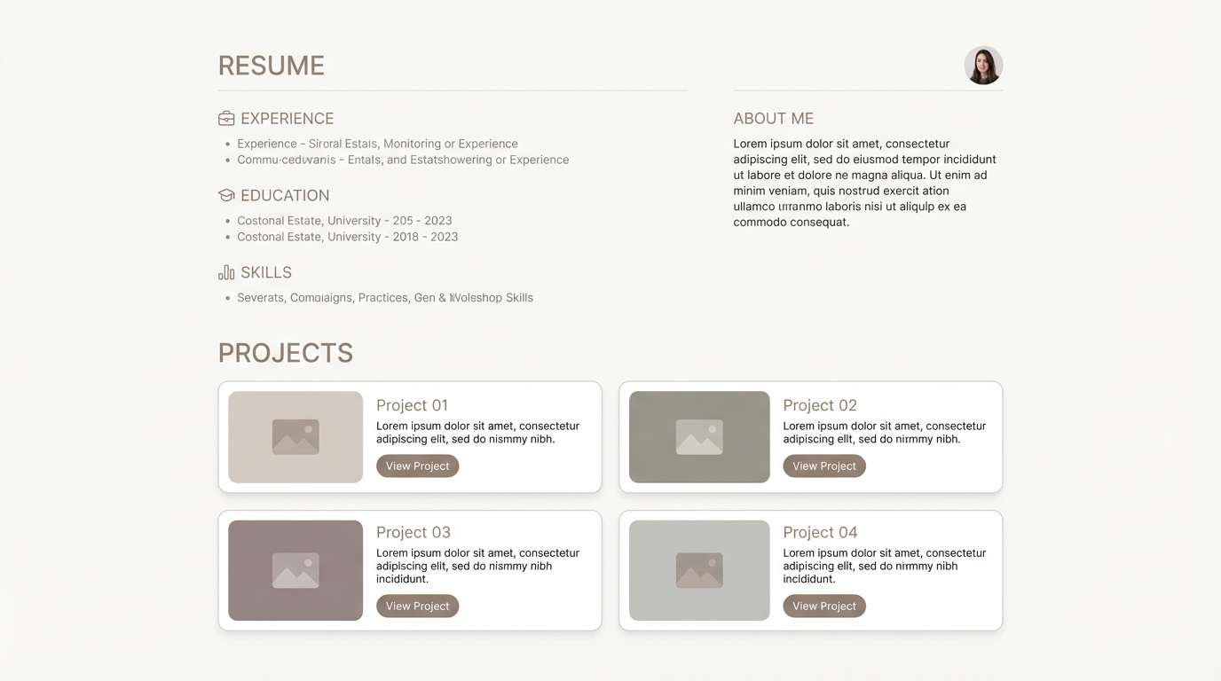 portfolio resume ui mockup