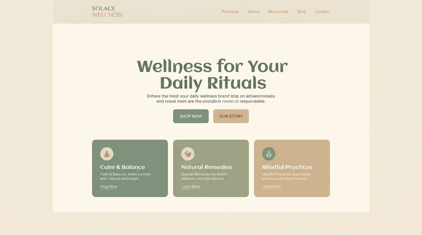 wellness landing ui mockup
