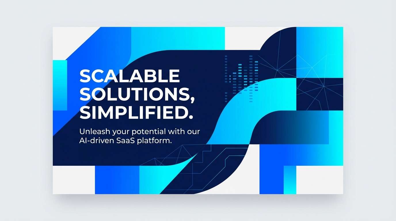 saas hero in neon blues