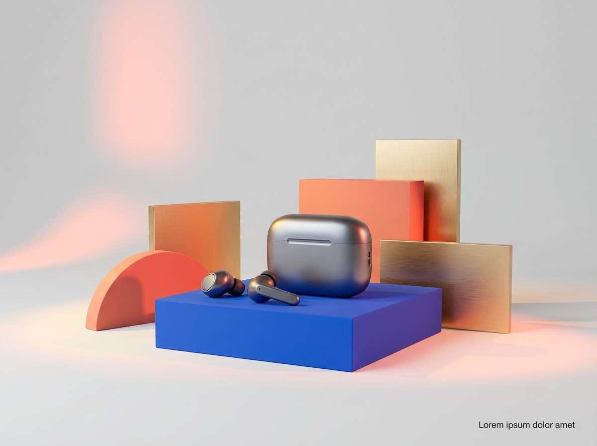 studio ad in blue and warm accents