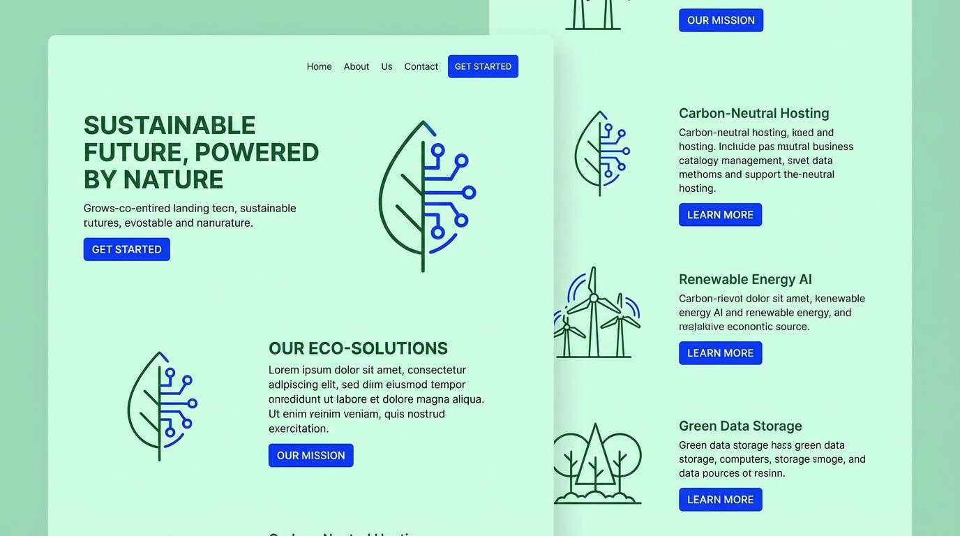 eco landing in blue and green