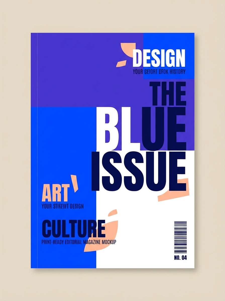 magazine cover in royal blues