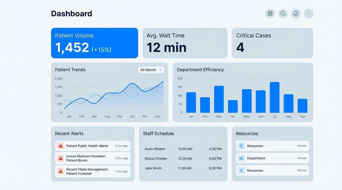medical dashboard in icy blues