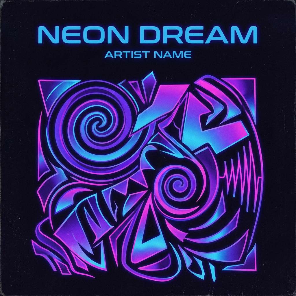 neon single cover in blues