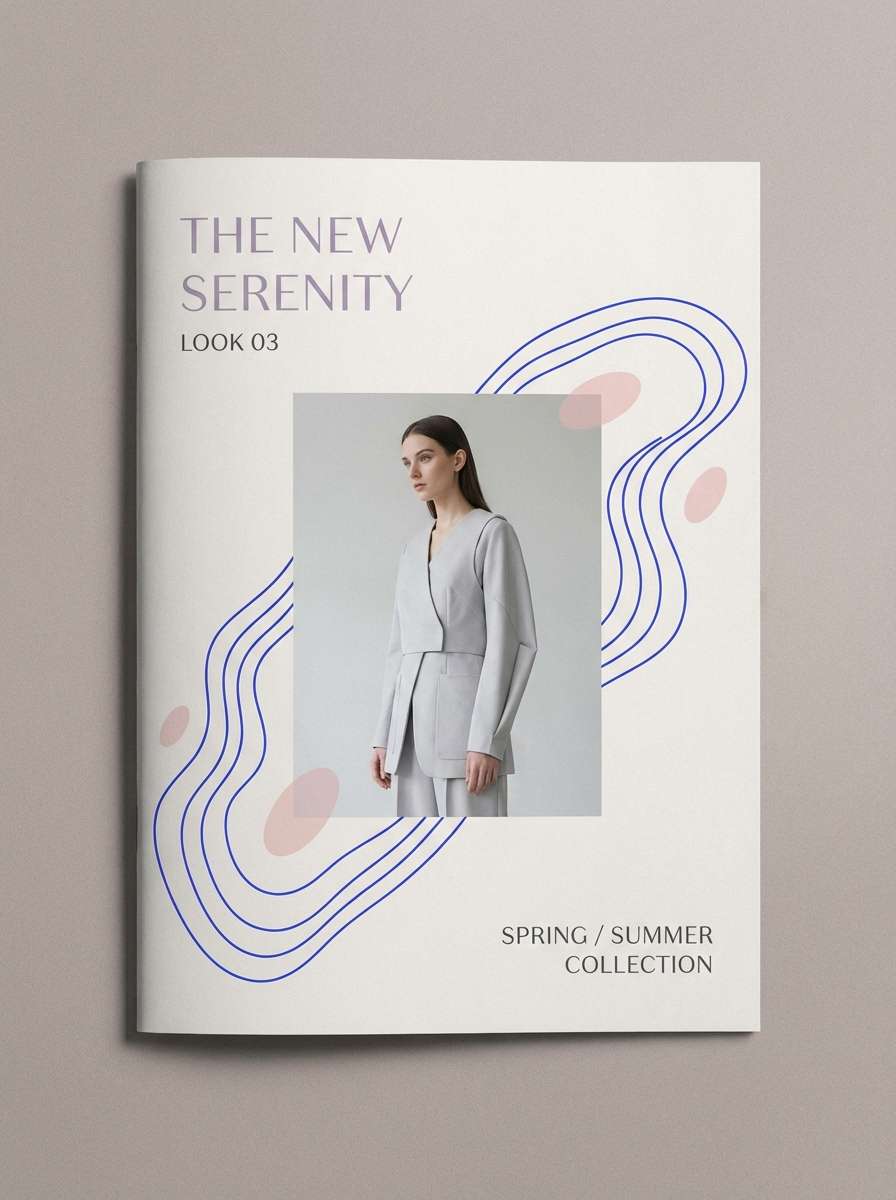 lookbook layout in lavender and blue