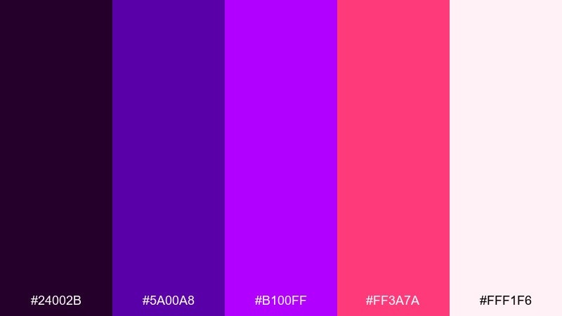 electric bougainvillea color palette with hex codes