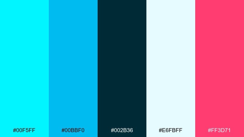 electric cyan punch color palette with hex codes